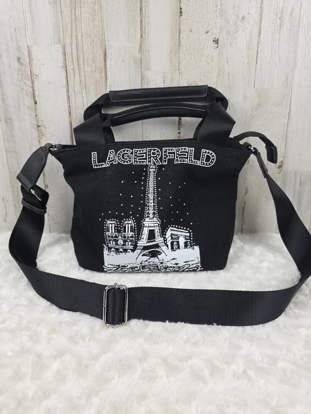 Karl Lagerfeld Paris Graphic Black Tote Bag